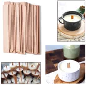 Resim Ahşap Mum Fitili Metal Altlıksız 13cm 10 Adet 