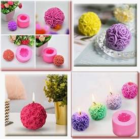 Resim Büyük Top Gül Silikon Mum Kalıbı, Sabun Kalıbı