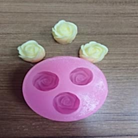 Resim Üçlü Mini Gonca Gül Silikon Mum Kalıbı